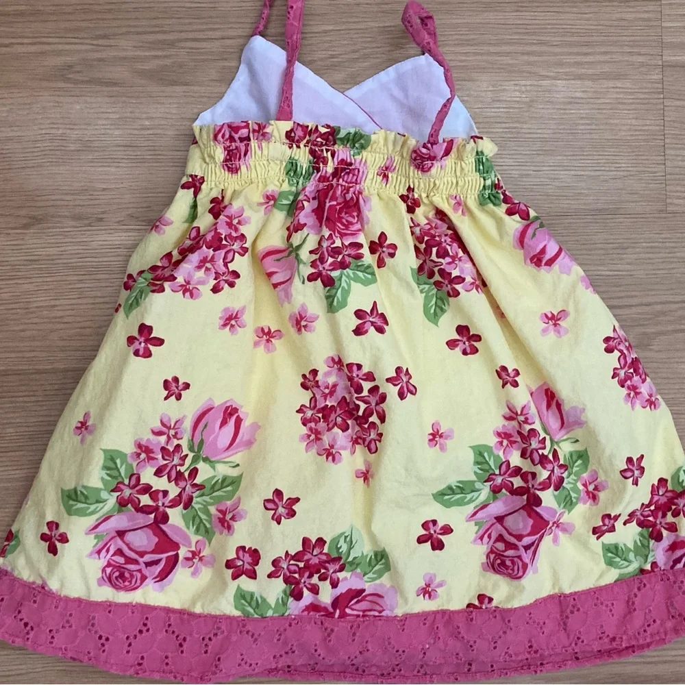 Penelope Mack Pink and Yellow Rose Pattern Dress 24m 2T